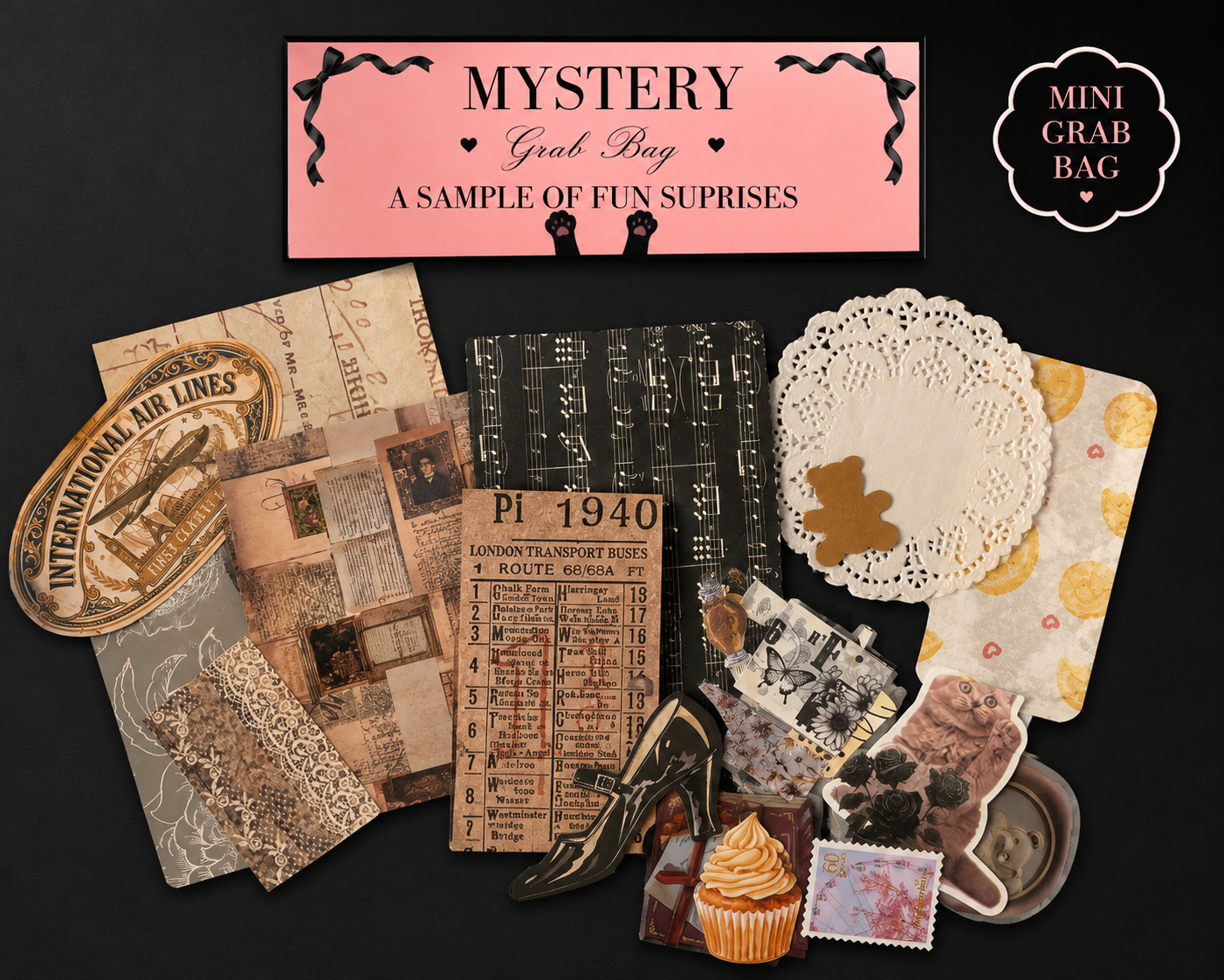 Mystery Stationery & Ephemera Grab Bag | Junk Journal Supplies | Journal Gift | Scrapbooking