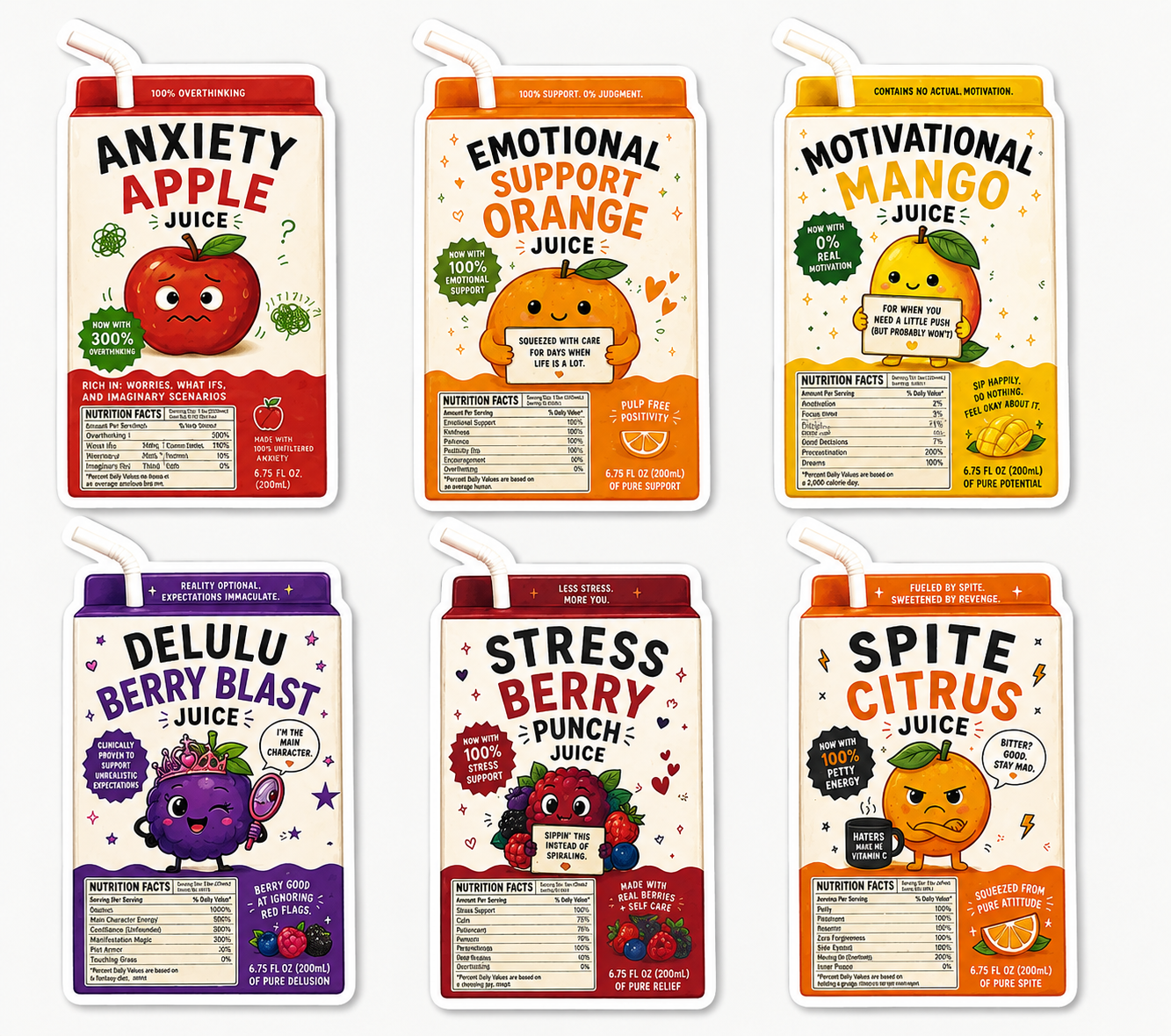 Emotional Support Juice Box Stickers