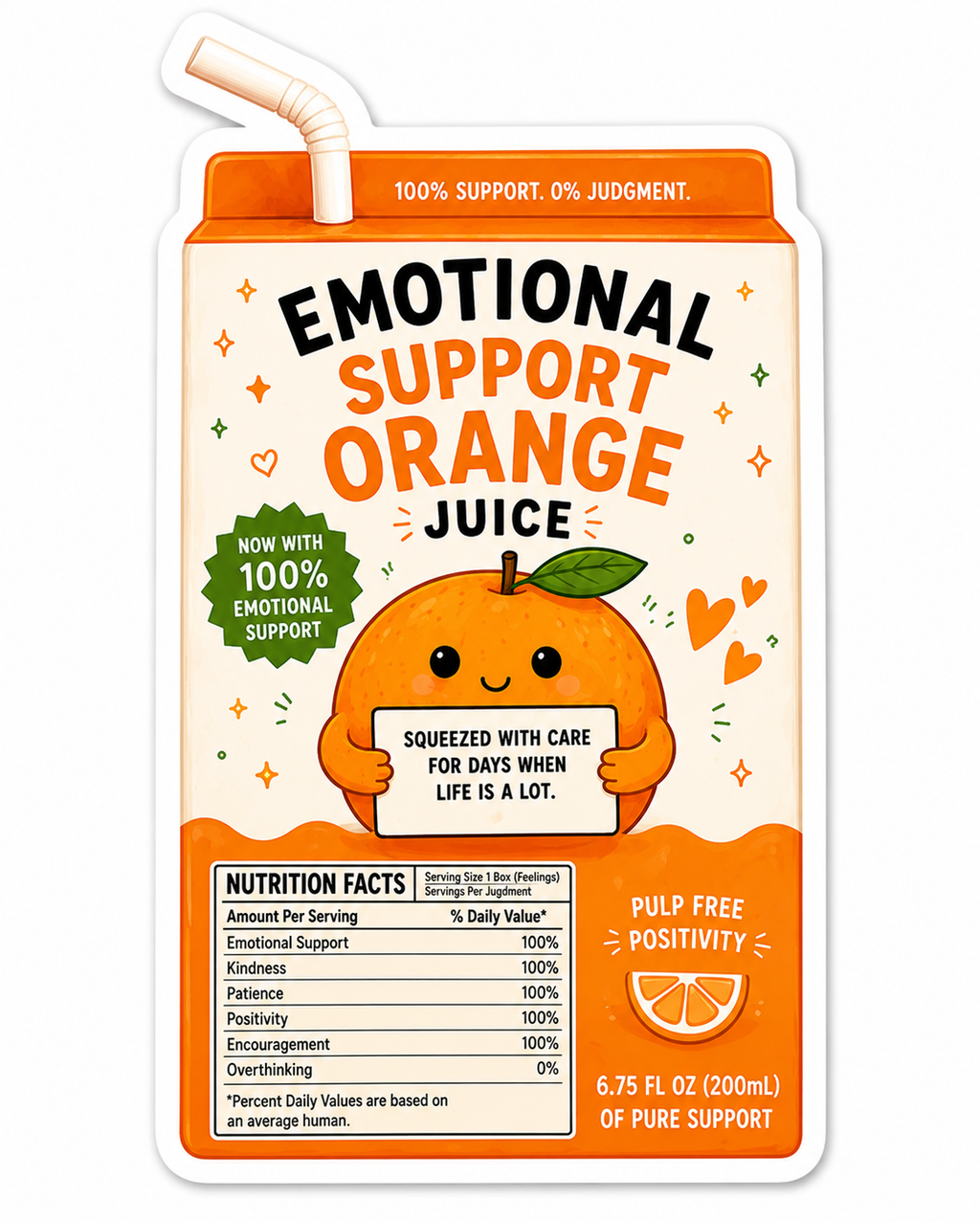 Emotional Support Juice Box Stickers