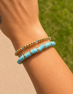 Ocean Blue Gold Beaded Bracelet